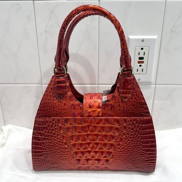 NWT Brahmin Adrian Radiant Red Melbourne Embossed Leather Satchel - CHRISTMAS! - Picture 12 of 13